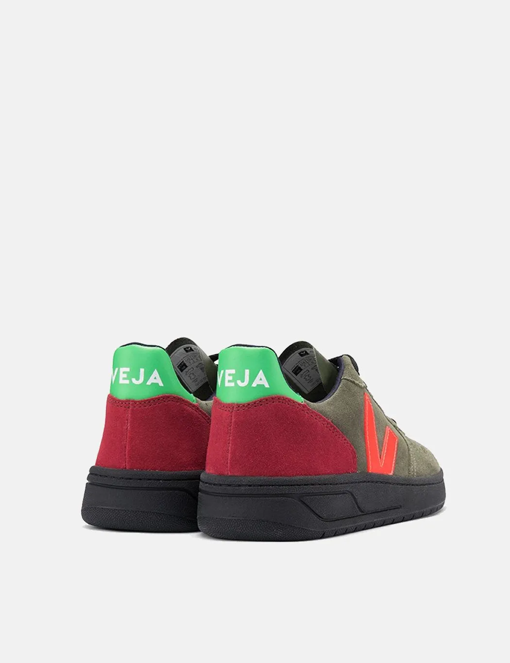 Veja V-10 Bastille Trainers - Olive Multico-Fluo/Black Sole