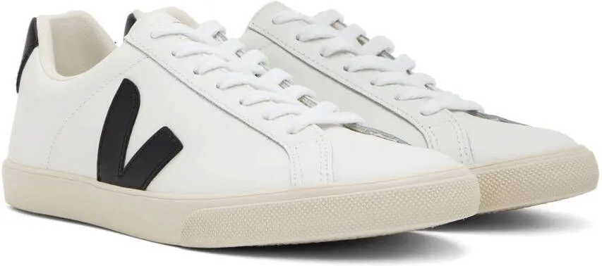 VEJA White & Black Leather Esplar Sneakers