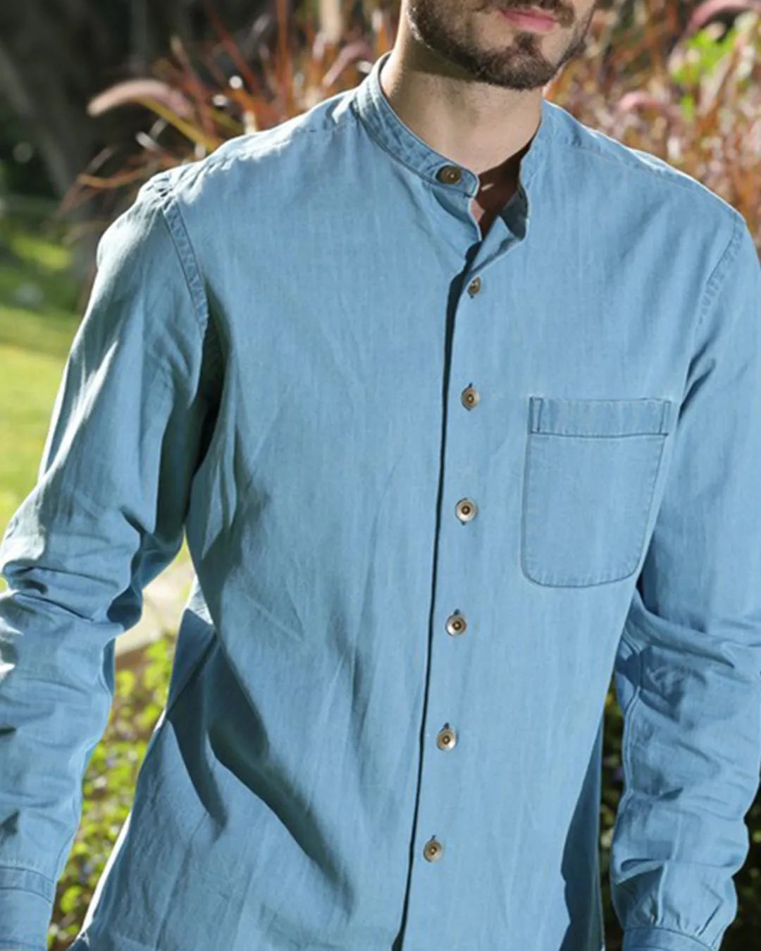 Washed Chambray Casual Shirt