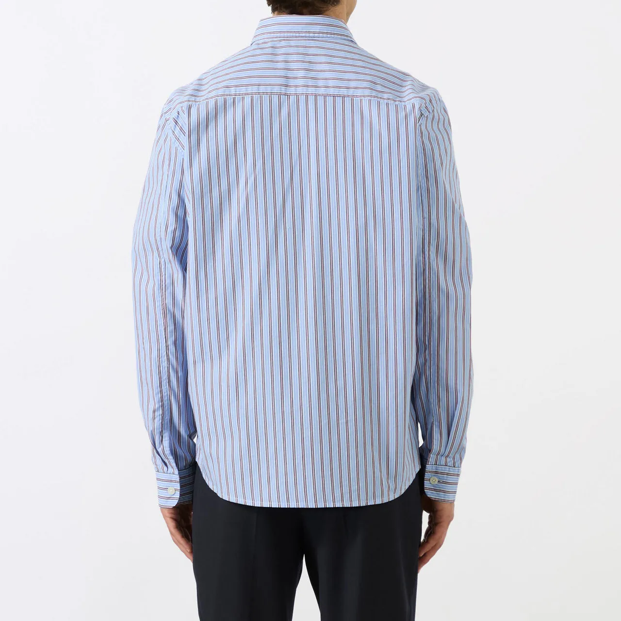 WAX LONDON Trin Oxford-Stripe Casual Shirt - Blue