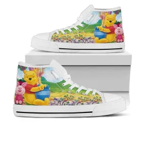 Winnie the Pooh Pooh Bear Cartoon Fan High Top Shoes Converse Style High Top Sneakers