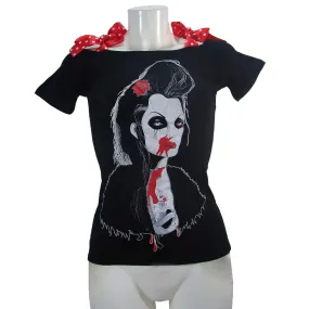 Woman's T-shirt Top Deathadolly Black