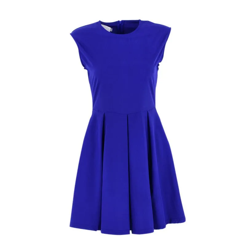 Women Pleated Chiffon Mini Dress Slim Sexy Sleeveless Casual Dresses Vestidos SM6