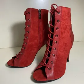 Women's Sexy Red Peep Toe Zipper High Heel Party Ankle Boot Shoes