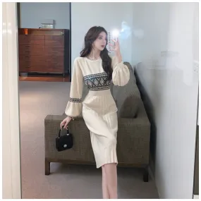 Women's Winter Office Casual Mid-Calf Knitting Bodycon Dresses