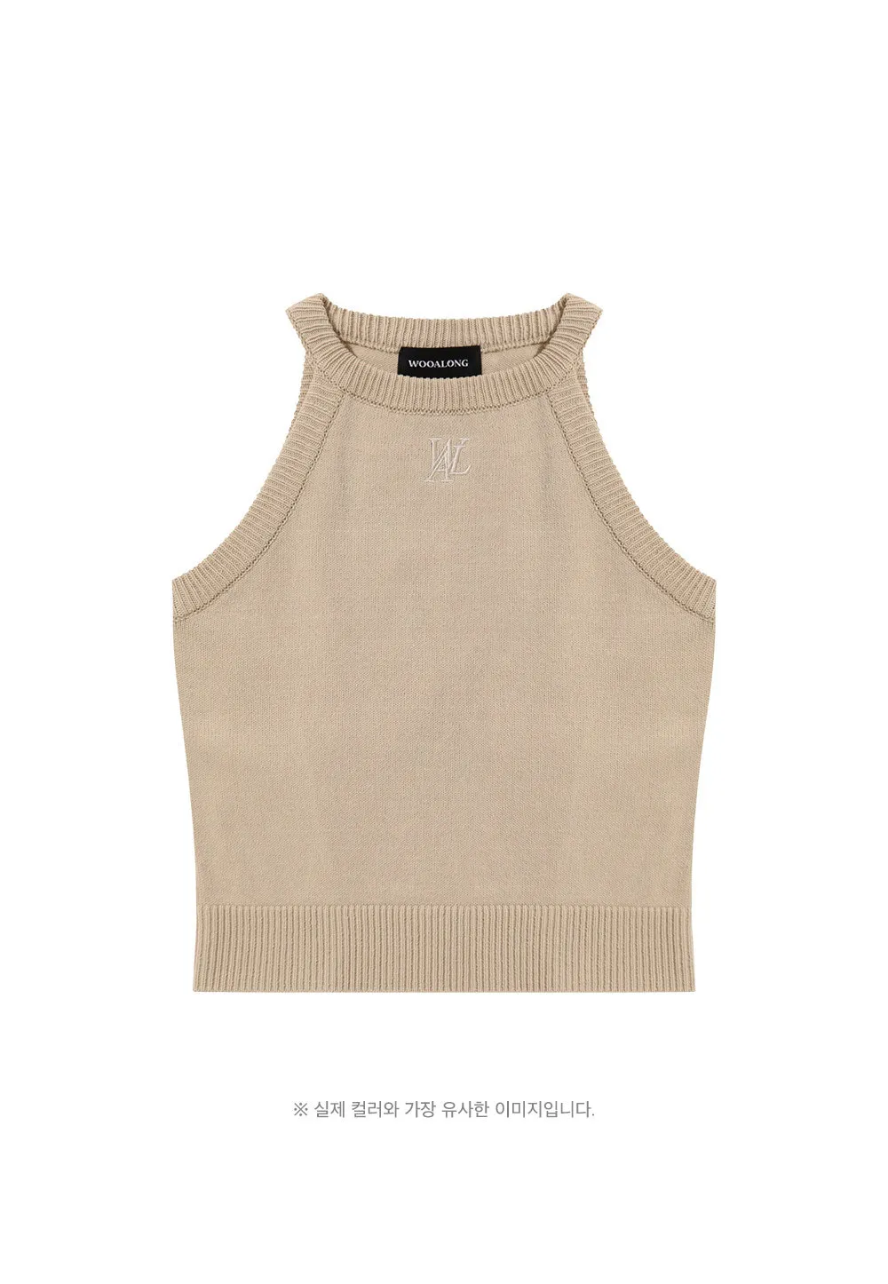 WOOALONG  |Casual Style Sleeveless Halter Neck Street Style Cotton Logo