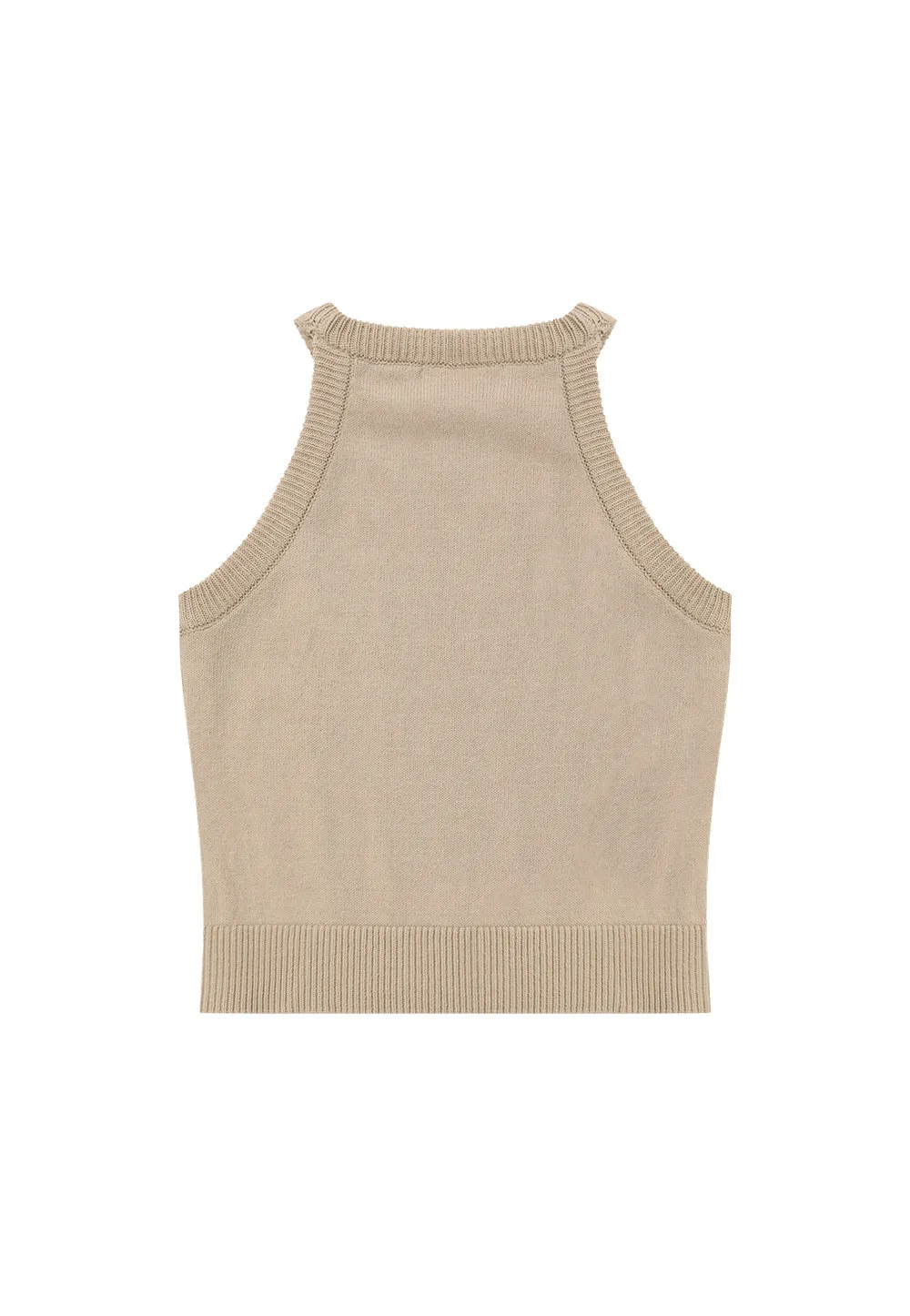 WOOALONG  |Casual Style Sleeveless Halter Neck Street Style Cotton Logo