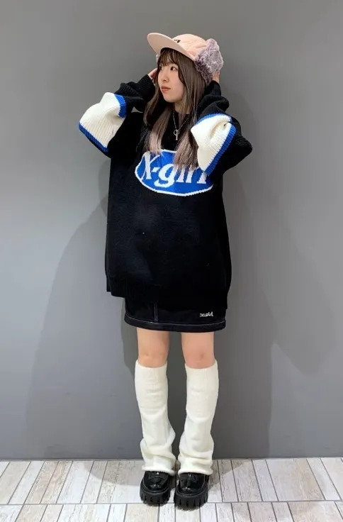 X-girl  |Crew Neck Unisex Street Style Long Sleeves Plain Cotton Logo